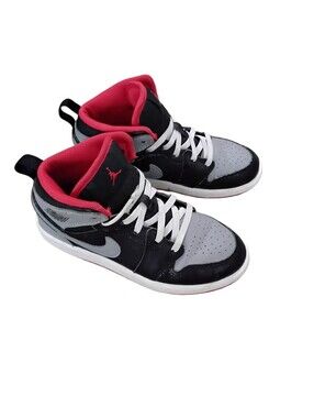 Nike Jordan Kids Mid-Top Sneakers in Black, Gray & Red Boys Size 13